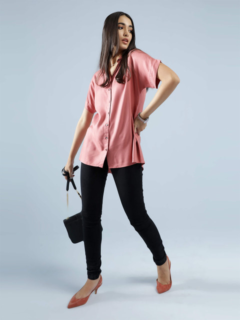 

IDK Peach-Coloured Shirt Style Top