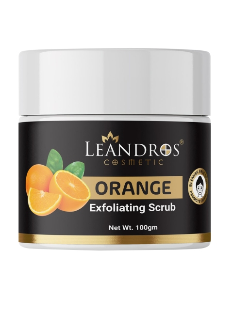 

LEANDROS Unisex Orange Exfoliating Scrub - Removes Dead Skin & Blackheads - 100g, Black