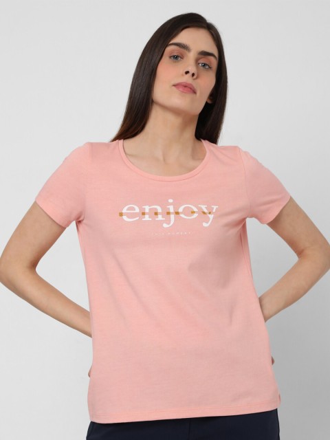 

Vero Moda Women Pink Colourblocked V-Neck T-shirt