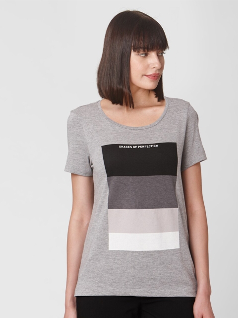 

Vero Moda Women Grey & silver gray Printed T-shirt
