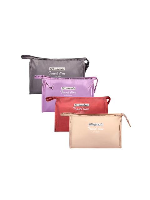 

NFI essentials Women Set Of 4 Printed Makeup Pouch, Red