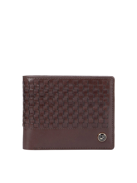 

Da Milano Men Brown Textured Leather Two Fold Wallet