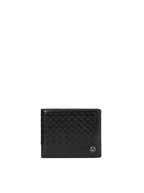 

Da Milano Men Black Textured Leather Two Fold Wallet