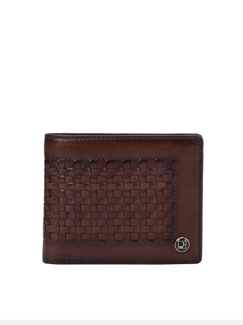 

Da Milano Men Brown Textured Leather Two Fold Wallet