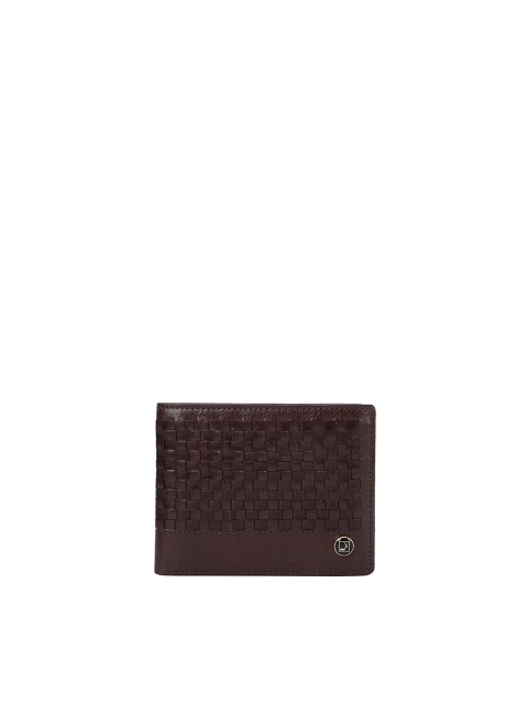 

Da Milano Men Brown Textured Leather Two Fold Wallet
