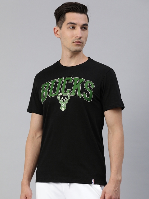 NBA Men Black Milwaukee Bucks Printed Basketball T-shirt