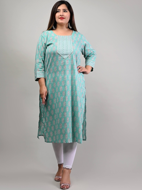 

Swasti Women Blue Geometric Printed Floral Kurta