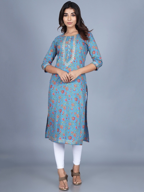 

Swasti Women Blue Floral Printed Flared Sleeves Floral Kurta