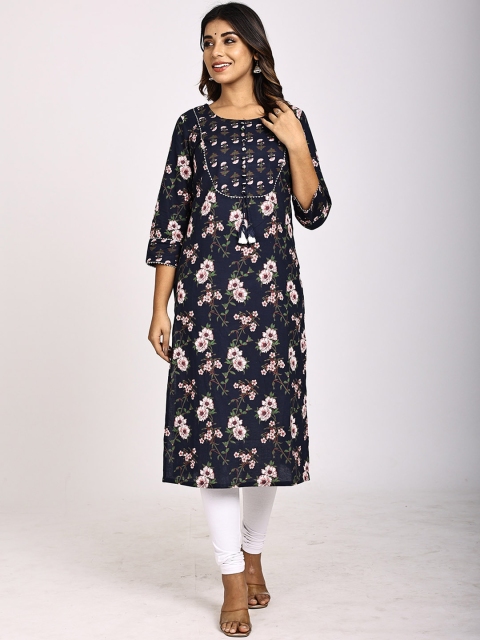 

Swasti Women Blue Floral Printed Flared Sleeves Floral Kurta
