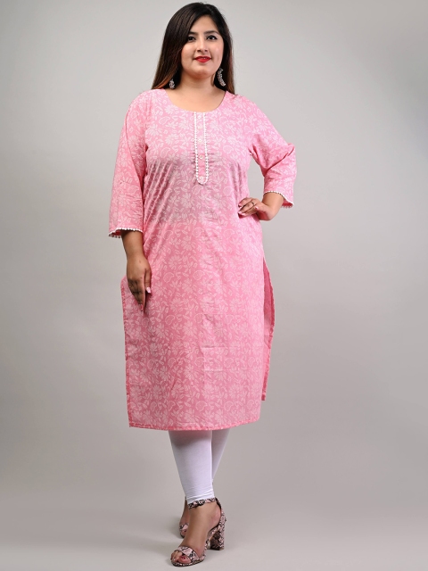 

Swasti Women Pink Gotta Patti Floral Kurta