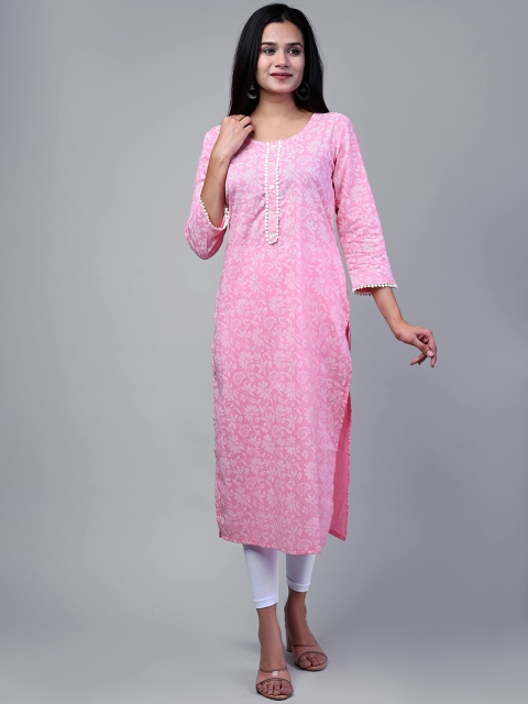 

Swasti Women Pink Floral Chikankari Floral Pathani Kurta