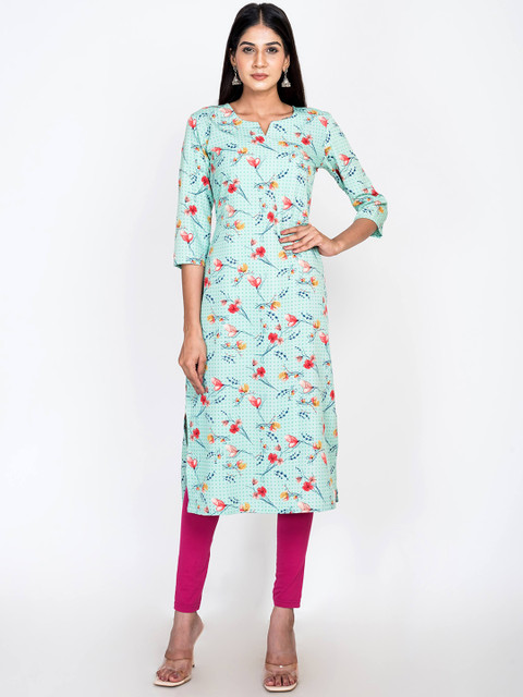 

Swasti Women Green Floral Printed Flared Sleeves Floral Kurta