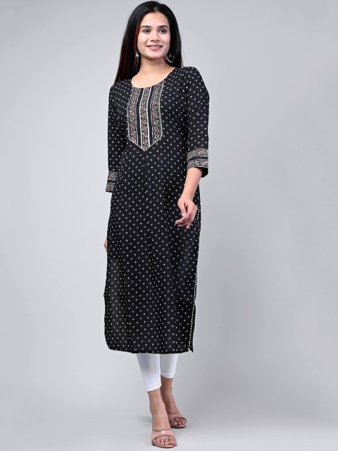 

Swasti Women Black Printed Quirky Kurta