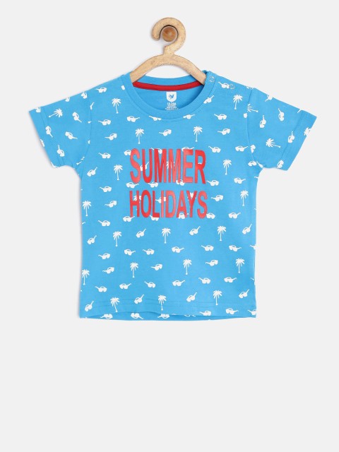 

612 League Boys Blue Printed Round Neck T-shirt