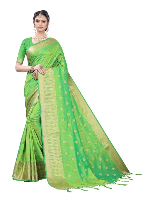 

AADVIKA Green Woven Design Zari Banarasi Saree
