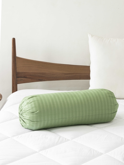 

Clasiko Set Of 2 Green Solid 220 TC Cotton Bolster Covers
