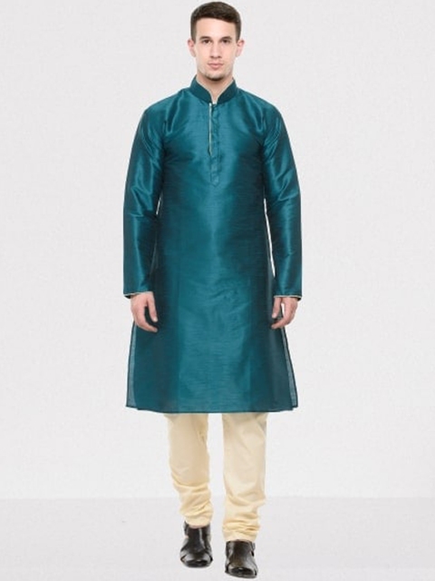 

RG DESIGNERS Men Teal Solid Kurta with Pyjamas