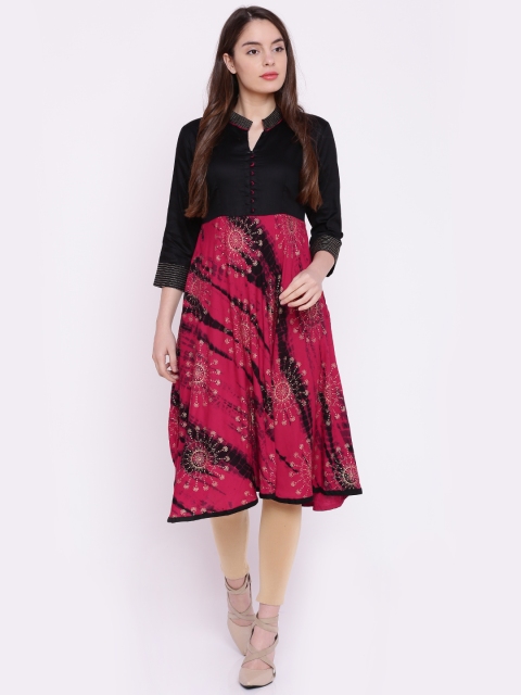 

Span Women Maroon & Black Printed Anarkali Kurta