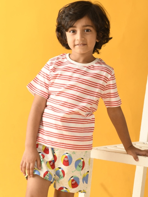 

Anthrilo Boys Red & Yellow Striped T-shirt with Shorts