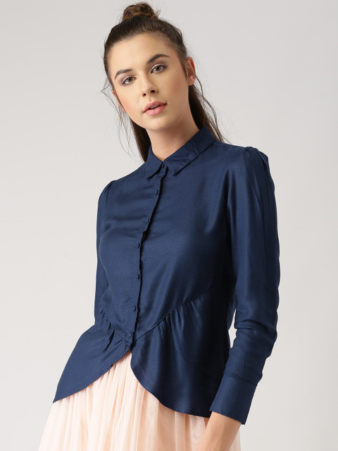 

Marie Claire Women Navy Shirt Style Top, Navy blue