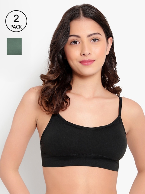

PARKHA Black & Green Bralette Bra Lightly Padded