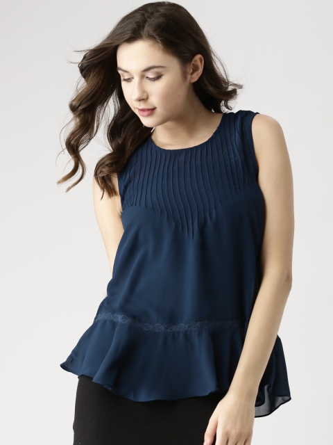 

Marie Claire Women Navy Blue Solid A-Line Top