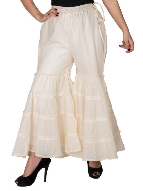 

Swasti Women White Flared Lace Palazzos