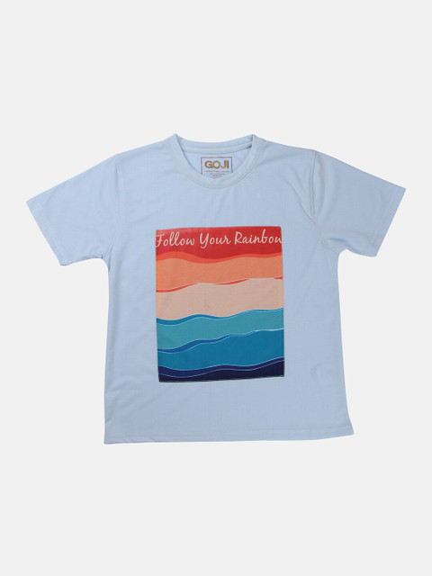 

GOJI Kids Blue Printed Applique T-shirt