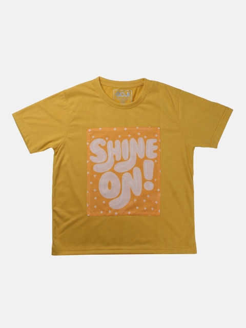 

GOJI Kids Mustard Yellow Typography Printed T-shirt