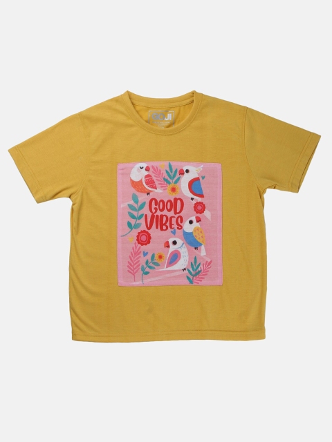 

GOJI Kids Mustard Yellow Printed T-shirt