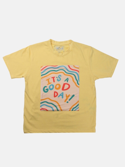 

GOJI Kids Yellow Typography Printed T-shirt