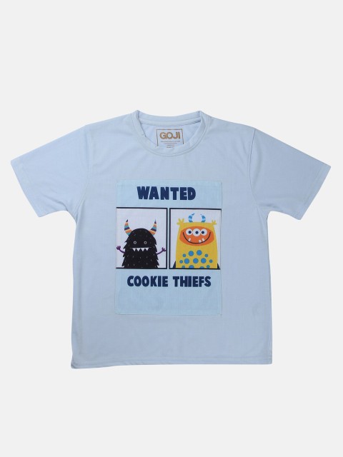 

GOJI Kids Blue Printed Applique T-shirt