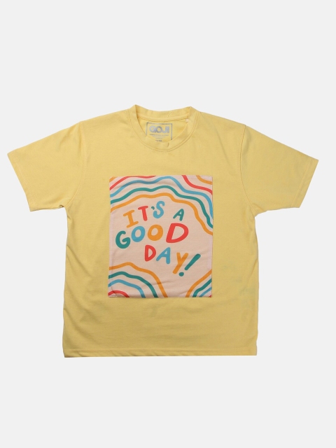 

GOJI Kids Yellow Typography Printed T-shirt