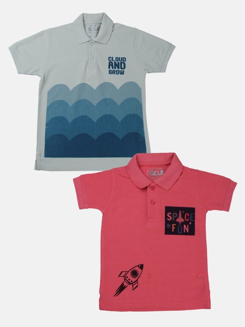 

GOJI Boys Assorted Typography Polo Collar Raw Edge T-shirt