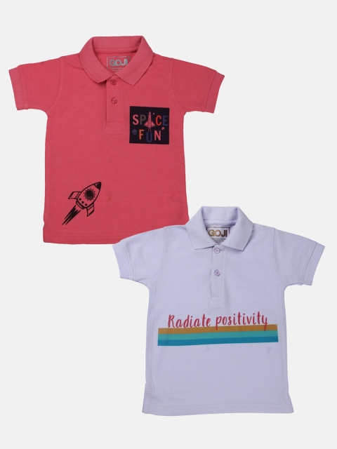 

GOJI Boys Grey & Red Typography Polo Collar T-shirt