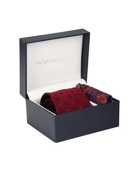 

Peter England Men Maroon Printed Accessory Gift Set
