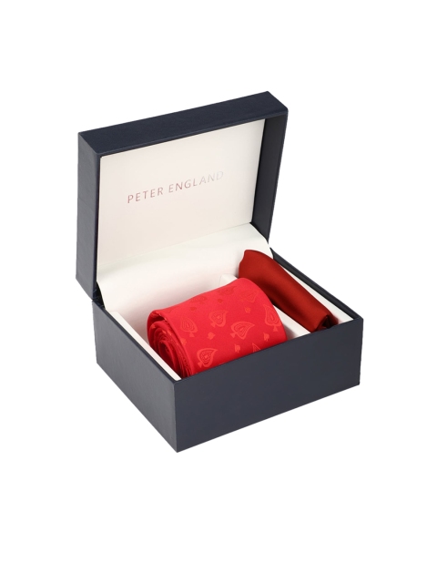 

Peter England Men Red Self-Design Accessory Gift Set