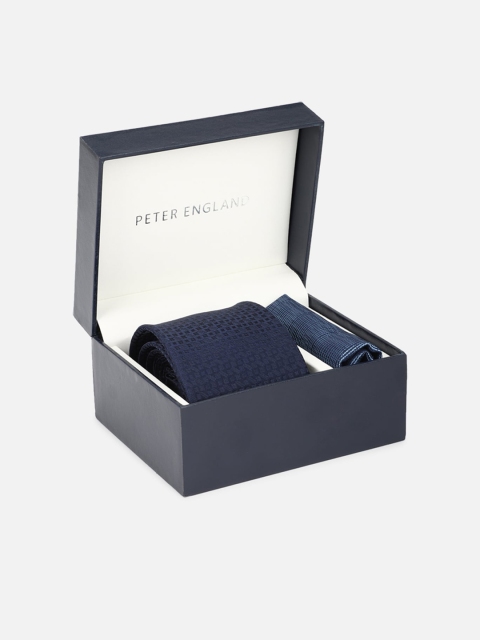 

Peter England Men Navy Blue Self-Design Accessory Gift Set