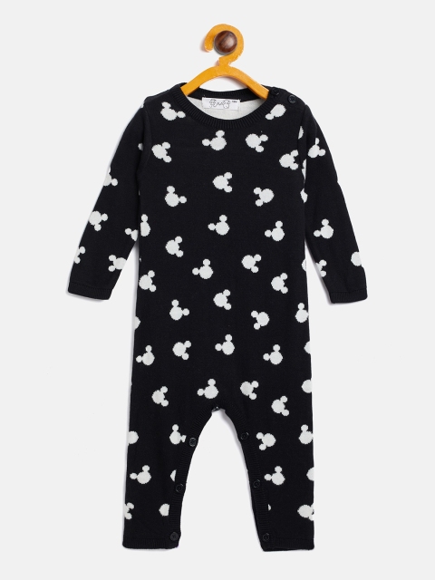 

JWAAQ Infants Kids unisex Black & White Printed Pure Cotton Romper