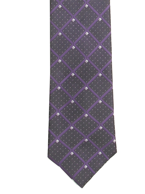 

Calvadoss Men Purple & White Checked Broad Tie