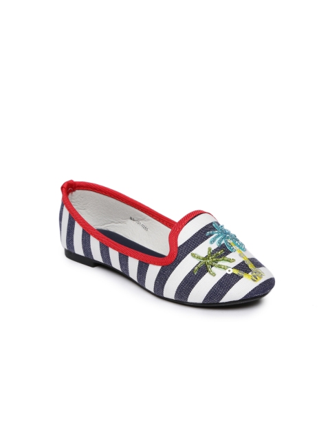 

Fame Forever by Lifestyle Girls Navy Blue Striped Ballerinas