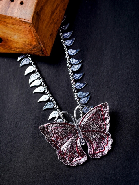 

MORKANTH JEWELLERY Silver-Toned & Red Silver-Plated Necklace