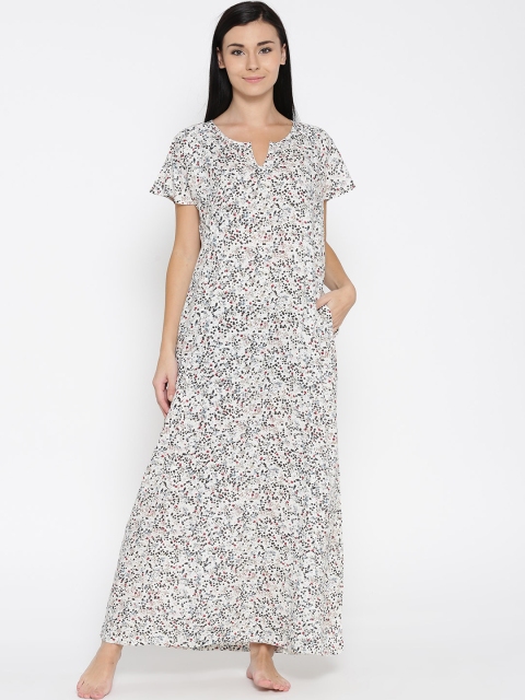 

The Kaftan Company Off-White Floral Print Maxi Nightdress NT_ELIZA023