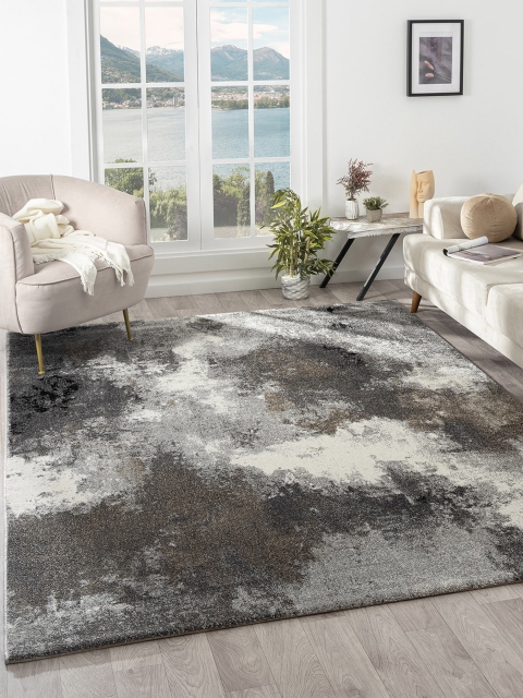 

OBSESSIONS Grey & White Abstract Floor Carpet