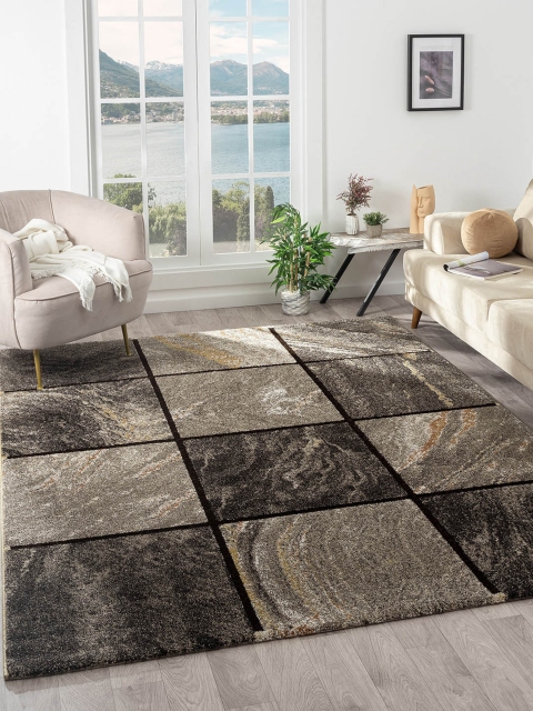 

OBSESSIONS Brown & Black Abstract Floor Carpet