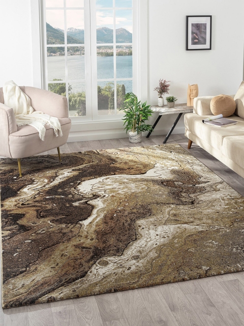 

OBSESSIONS Rust Brown & Black Abstract Carpets