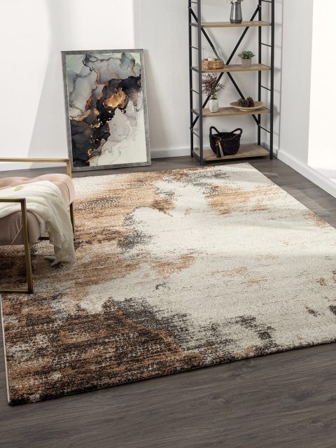 

OBSESSIONS Rust Brown & Black Abstract Carpets