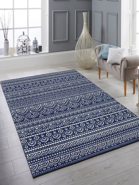 

OBSESSIONS Navy Blue Ethnic Motifs Carpets