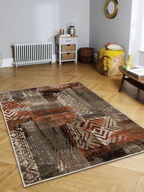 

OBSESSIONS Cream Coloured & Brown Striped Carpets