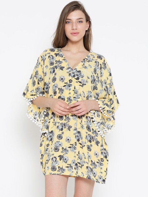 

The Kaftan Company Yellow Floral Print Kaftan Cover-Up Dress RW_HAWAII006